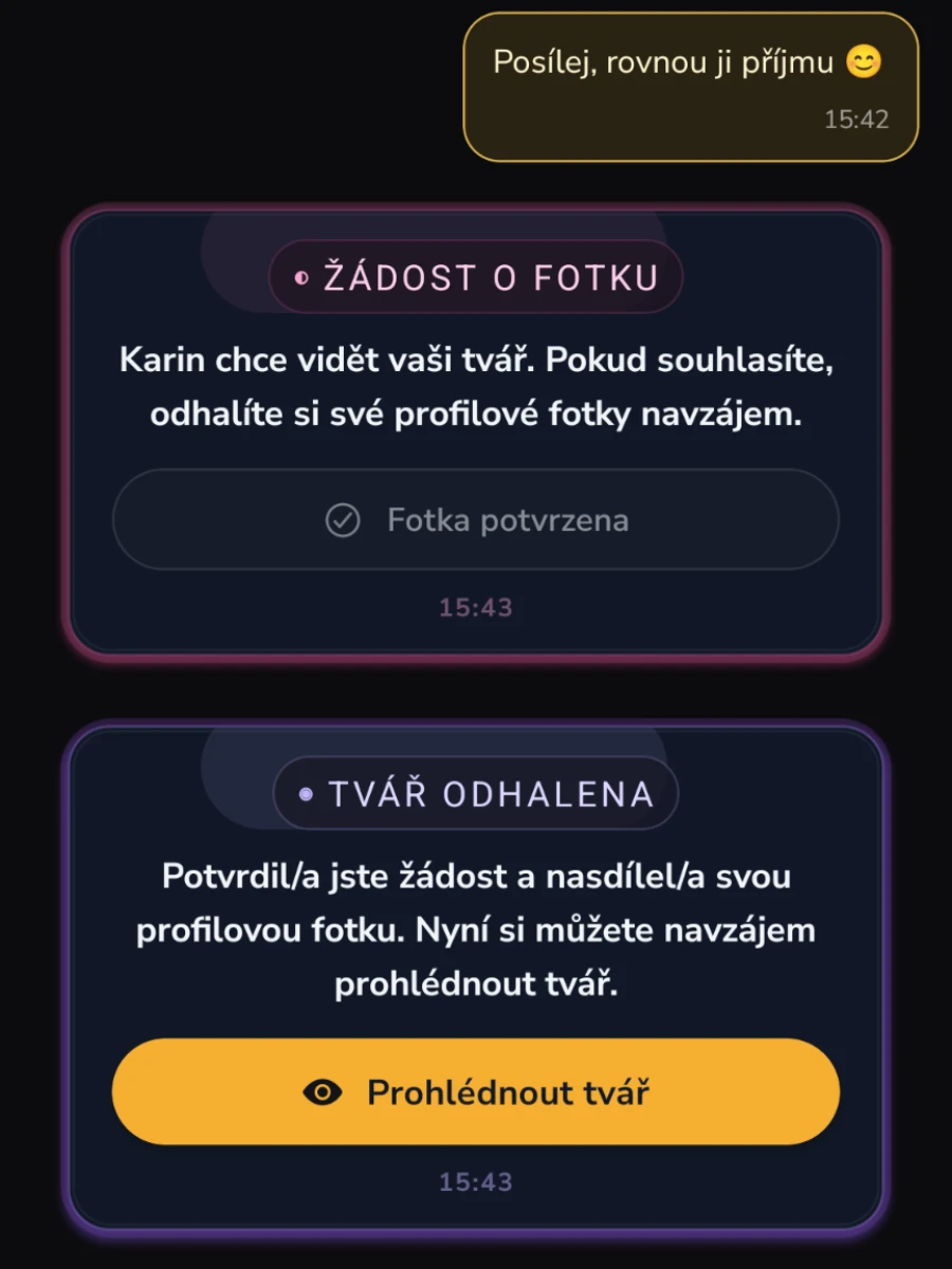 Profilová fotografie po vzájemném odhalení