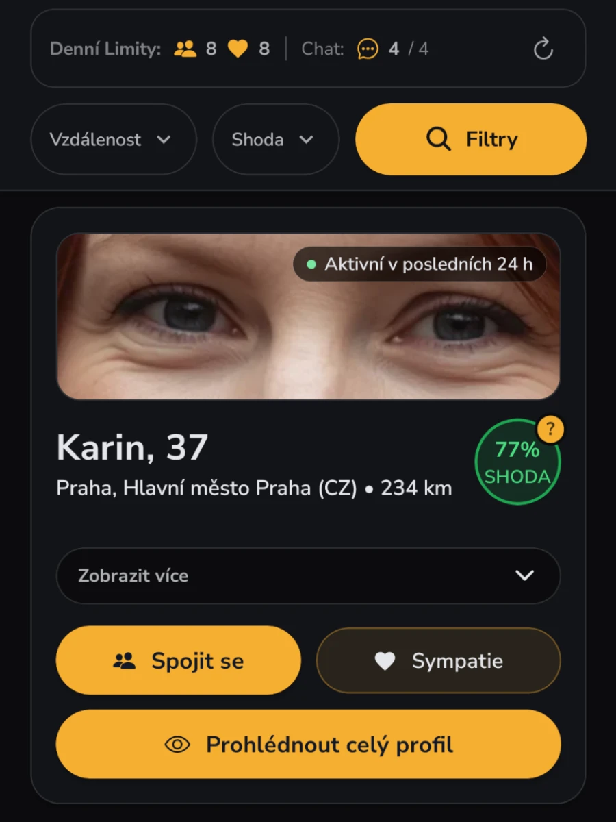 Výřez očí z profilové fotografie